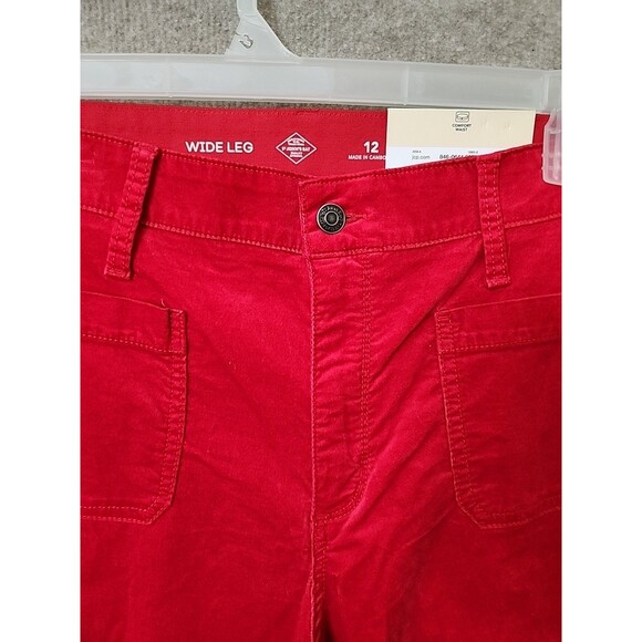 St Johns Bay Wide Leg Velvet Pants Womens 12 Red Comfort Waist Stretch NEW - Picture 5 of 12